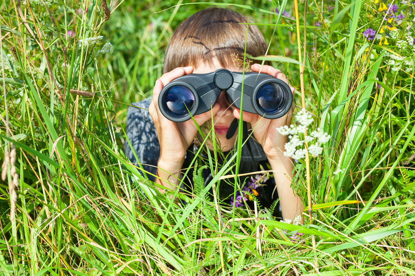 image boy with binnoculars